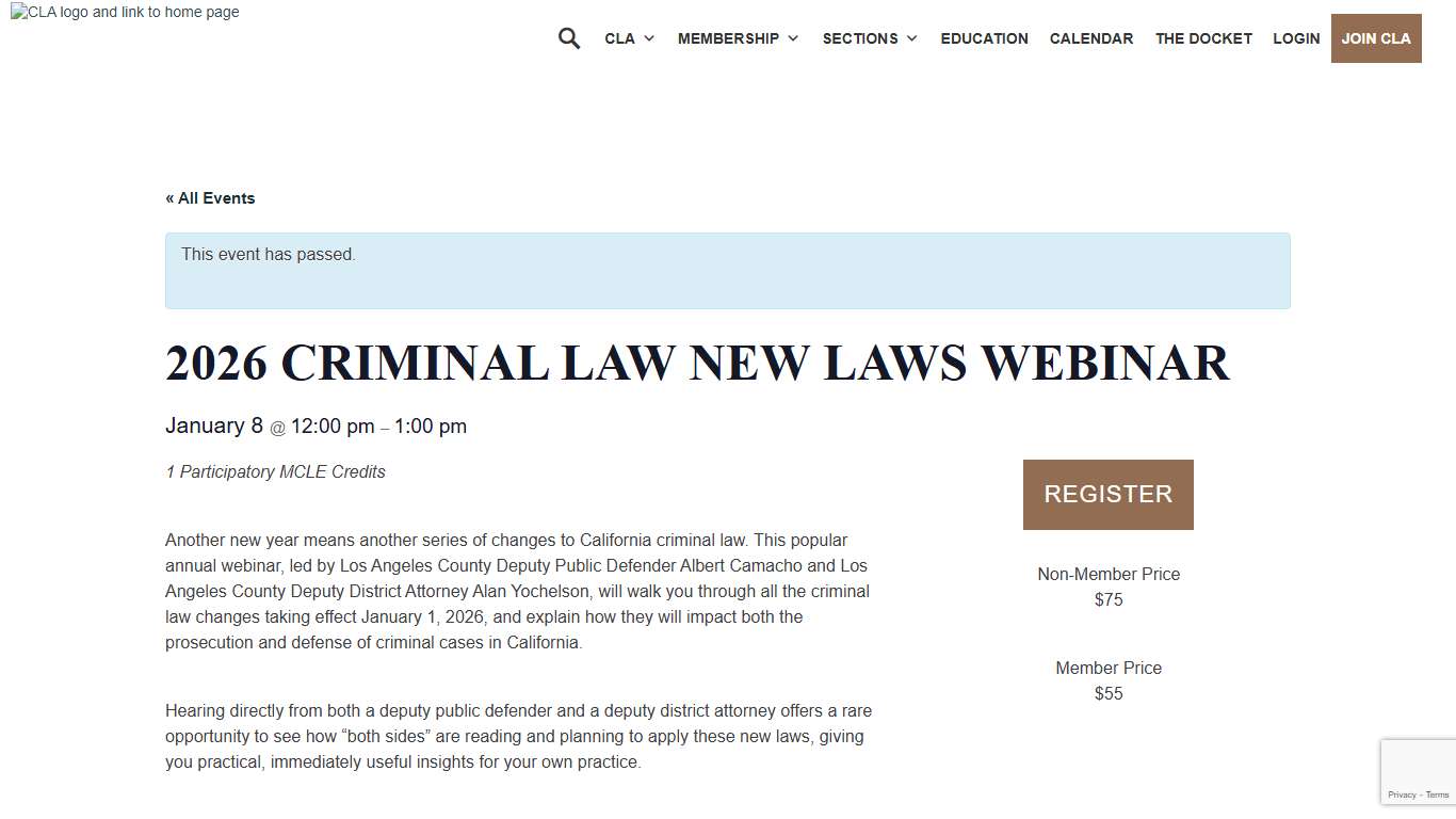 2026 Criminal Law New Laws Webinar - California Lawyers Association